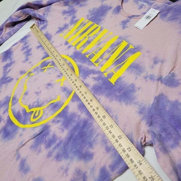 NEW XL UNISEX NIRVANA LONG SLEEVE PINK PURPLE TIE DYE TSHIRT MENS WOMENS NWT - Picture 4 of 9